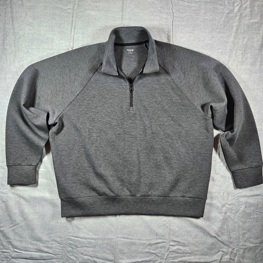 Old Navy Active Mens XL Quarter Zip Pullover Charcoal Gray Heather Raglan Sleeve